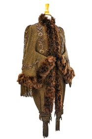 Victorian Floral Bead & Ostrich Feather Decorated Cape