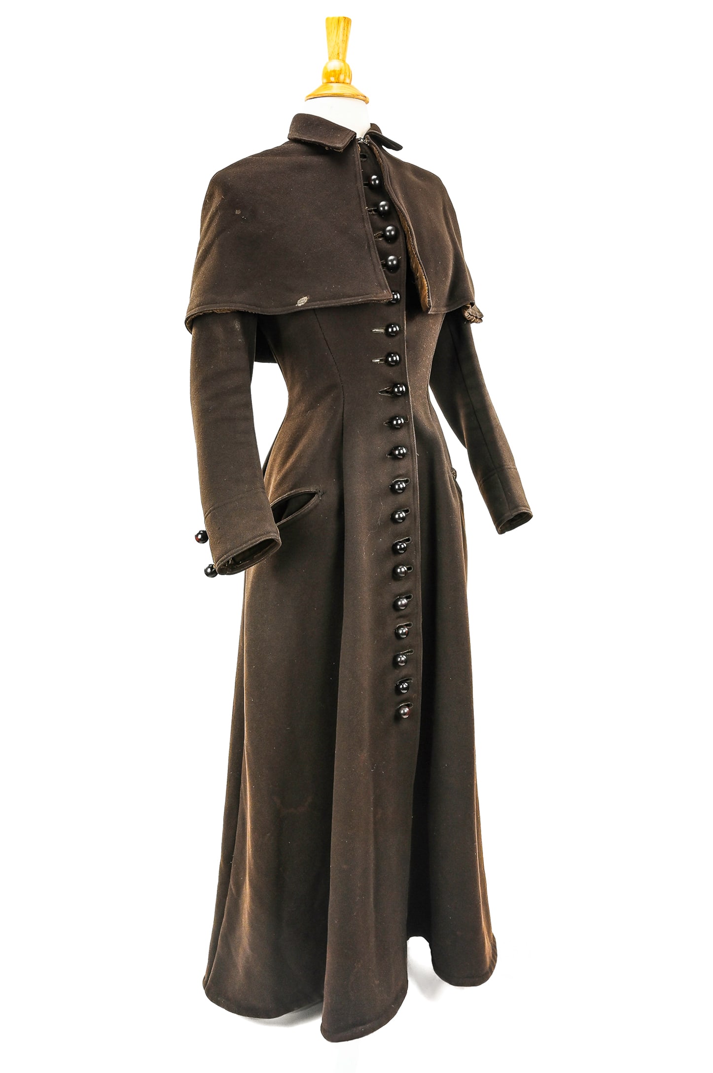 Womens Late 19th c Floor Length Coat with Cape (1 of 5)