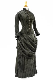 2 Piece Victorian Charcoal Satin Dress