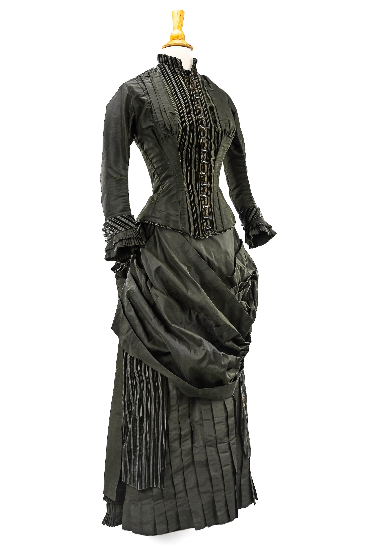 2 Piece Victorian Charcoal Satin Dress (1 of 6)