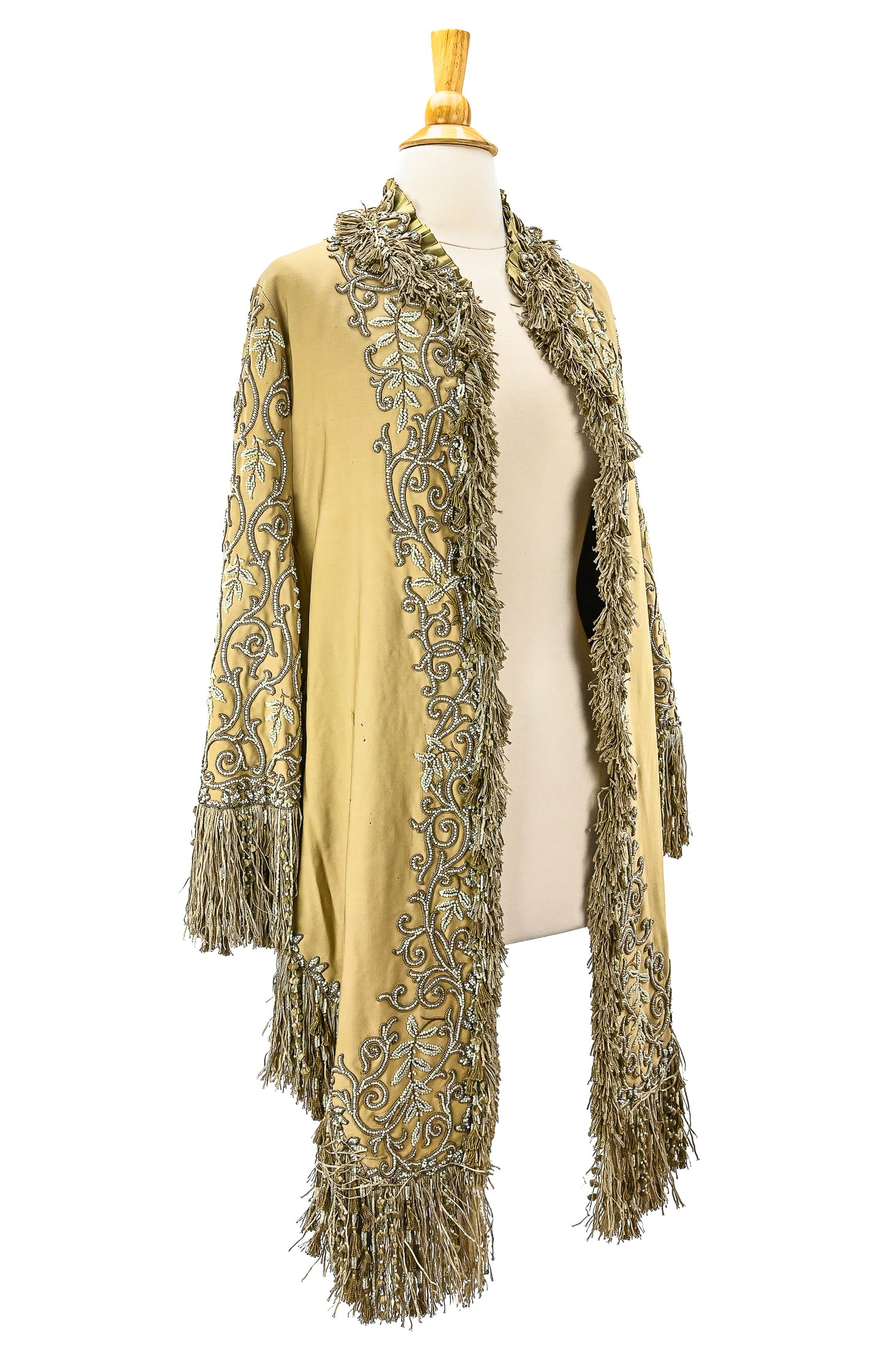 Outstanding 19th c Cream Beadwork Cape (1 of 4)