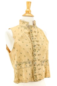 18th c American Men's Floral Embroidered Vest
