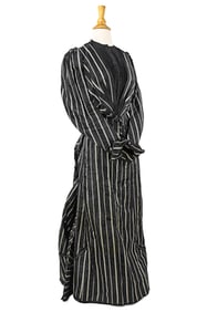 Victorian Black & Grey Stripe Two Part Dress