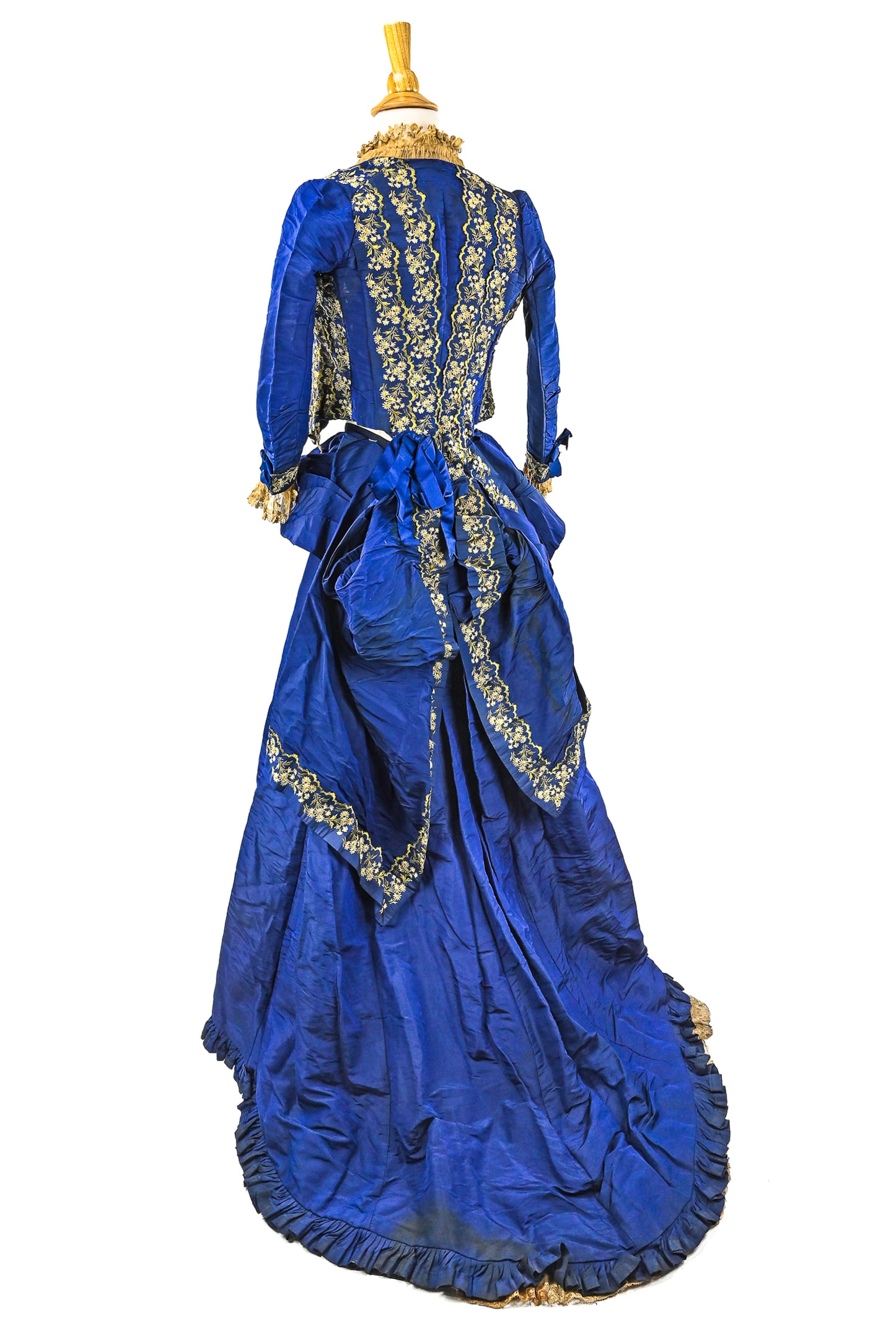 Mid 19th Blue Silk & Floral Needlework Dress (1 of 5)