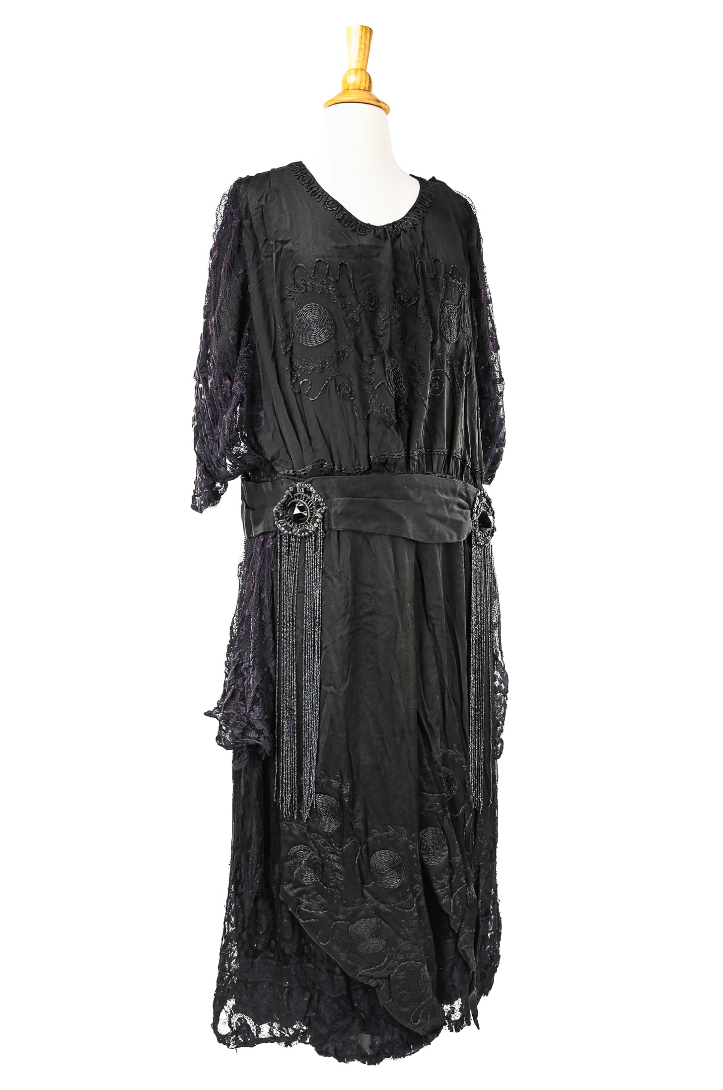 Ca. 1920 Black Silk & Jet Ornament Dress (1 of 5)