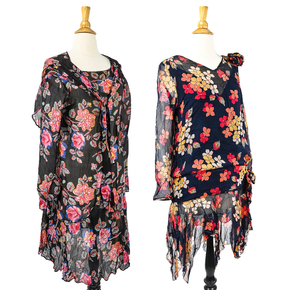 2 Ca. 1920's Floral Printed Day Dresses (1 of 7)