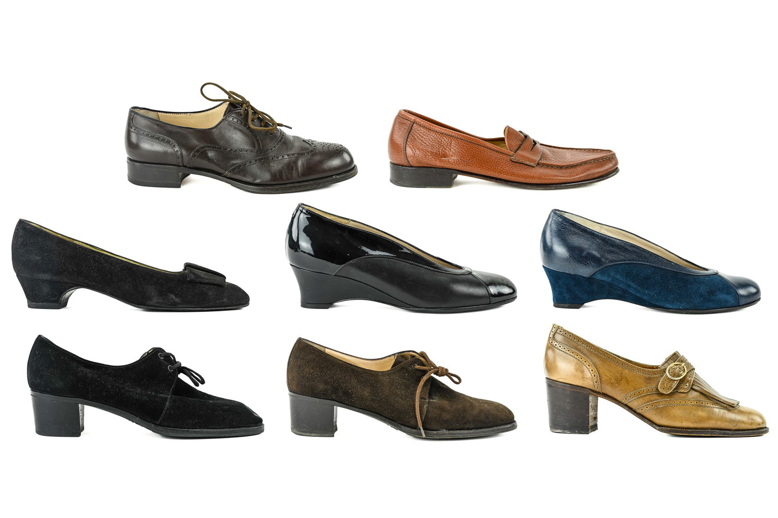 10 Pairs of Tanino Crisci Shoes: Lot of 10 pairs of Tanino Crisci leather shoes. Three pairs of loafers. Two pairs of wedge heels. Three pairs of Oxfords. One pair of flats. Size 7.