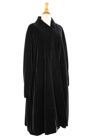 Vintage Bergdorf Goodman Black Velvet Full Length Overcoat
