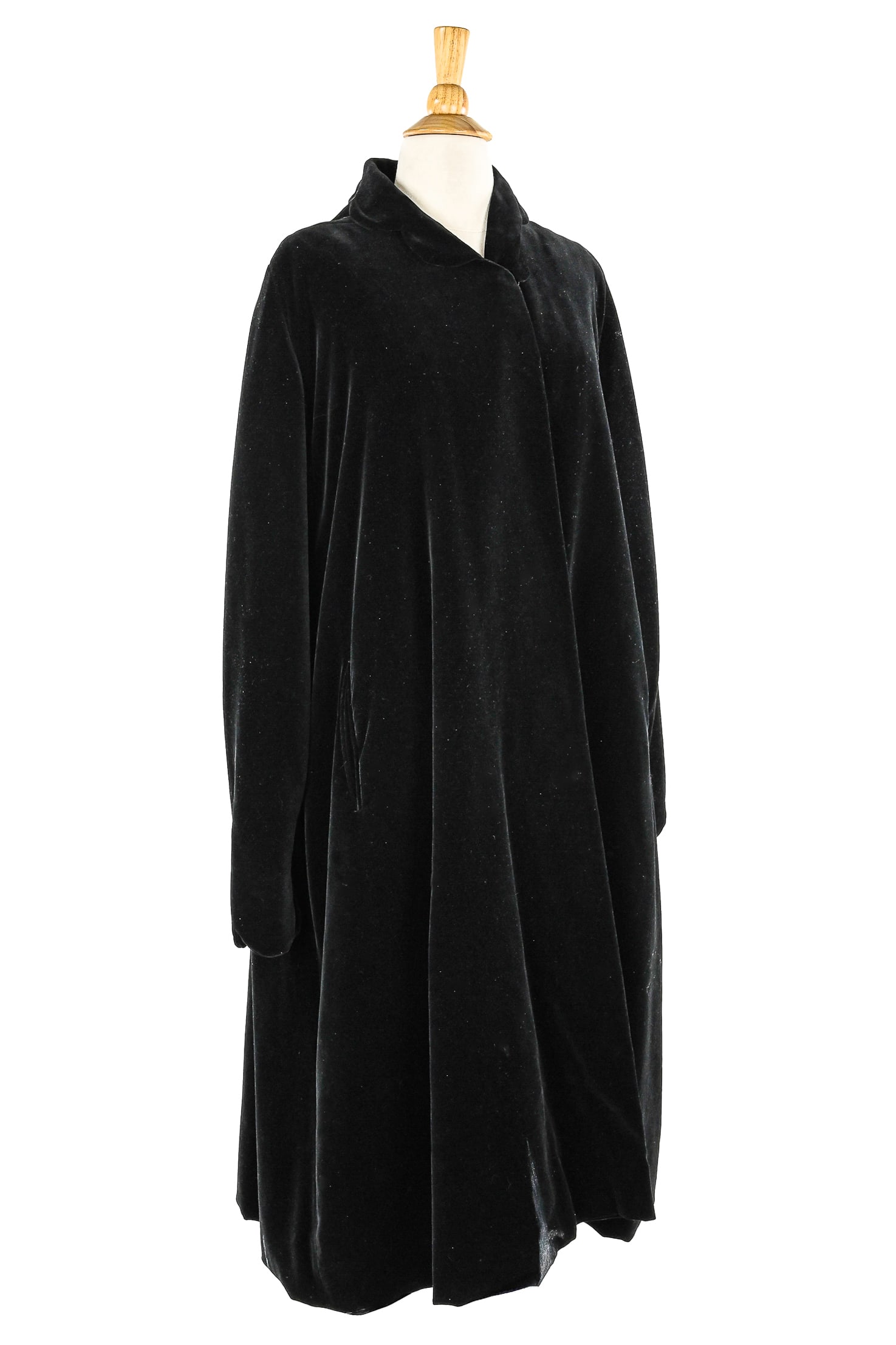 Vintage Bergdorf Goodman Black Velvet Full Length Overcoat (1 of 4)