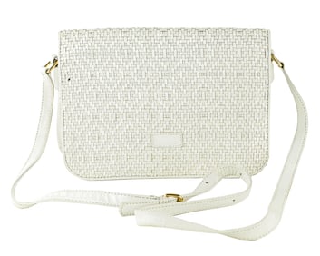 1970s Fendi White Woven Leather Crossbody Bag