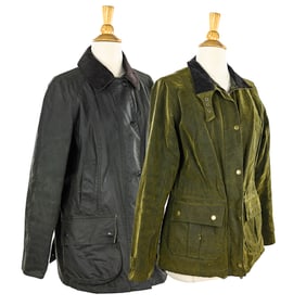 Two Barbour Waxed Jackets, Women’s Size 8