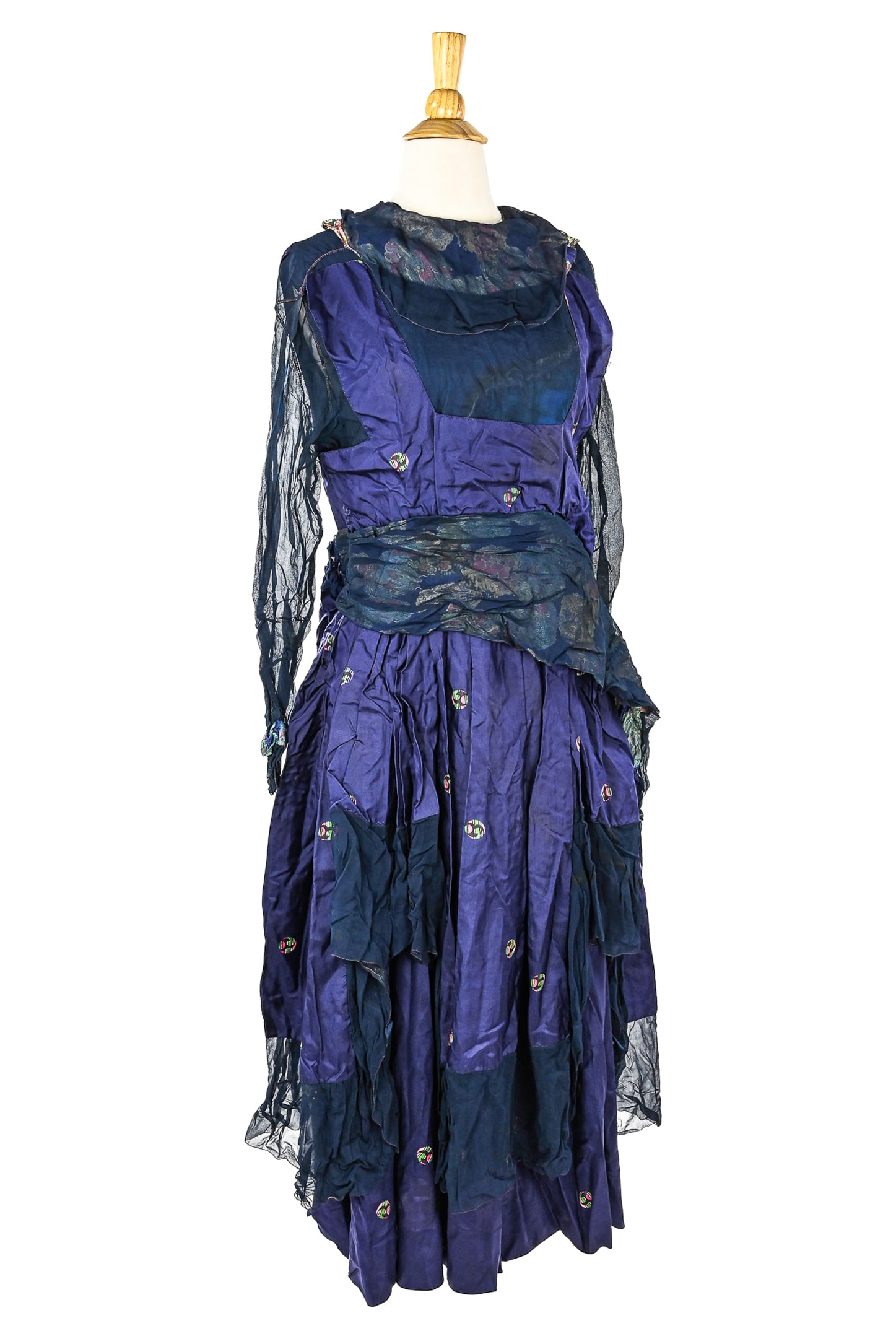 Ca. 1920 Blue & Purple Satin Dress (1 of 3)