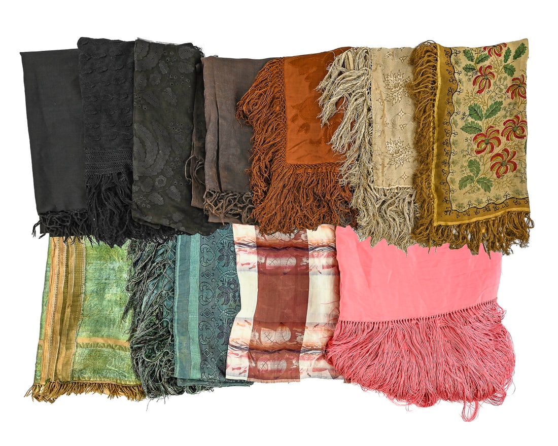 Lot of 11 Victorian Shawls & Scarves (1 of 20)
