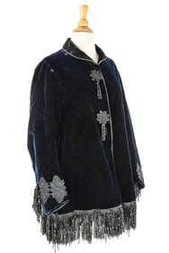 Victorian-Era Embroidered Velvet Garment with Tassel Details