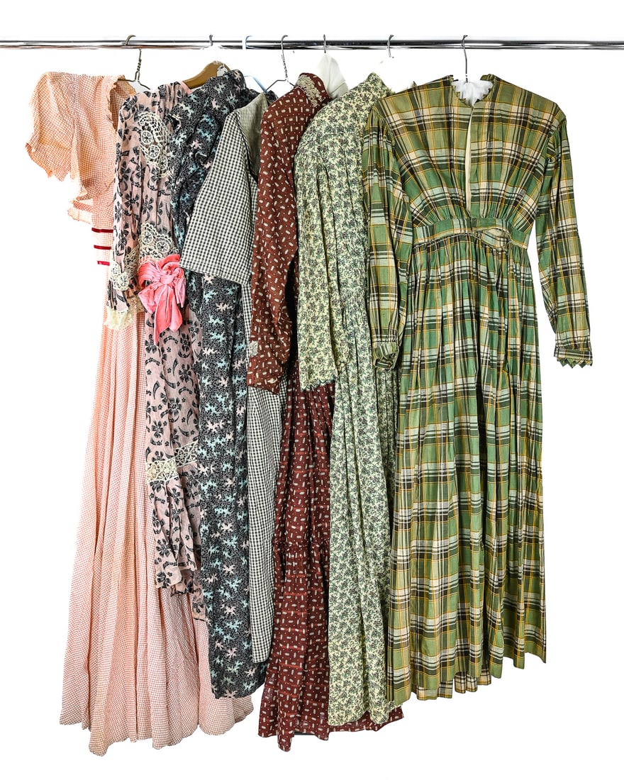 7 Early 20th c Print, Plaid Dresses (1 of 8)
