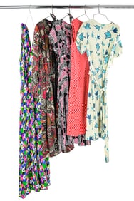 5 20th C Printed Dresses