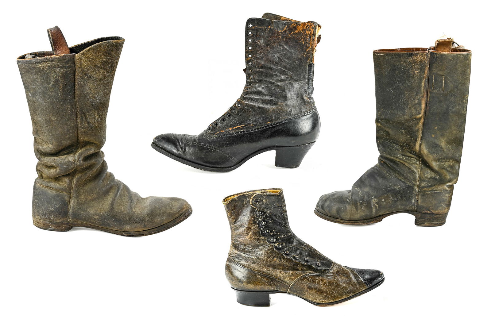 4 Pairs Victorian Era Leather Boots (1 of 9)