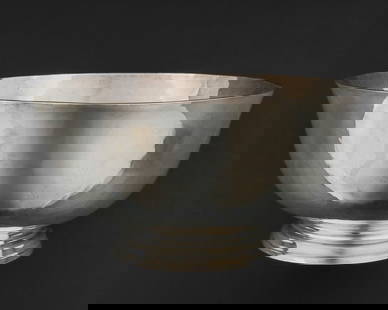 A. Stone Boston Handwrought Sterling Bowl: ca. 1938 Arthur J. Stone (1847-1938) Gardner, Mass. Arts and Crafts era handwrought sterling silver Paul Revere style footed serving bowl, hand-hammered finish, excellent quality 4.25" x 8" 25.4 troy