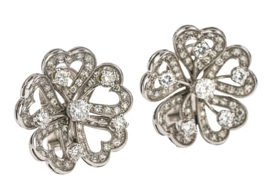 6 CT Mid Century Platinum & Diamond Earrings