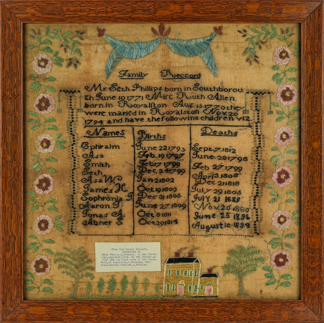 Seth Phillips and Ruth Allen Royalston Family Record (1 of 5)