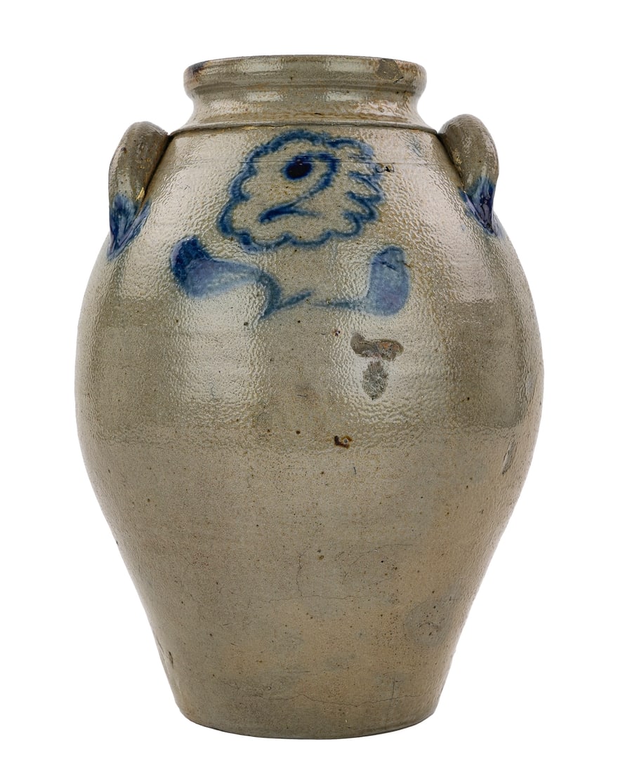 Early Ovoid 2 Gallon Blue Decorated Crock (1 of 8)