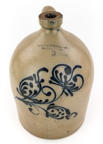 Ballard, Burlington, VT 3 Gallon Blue Decorated Jug