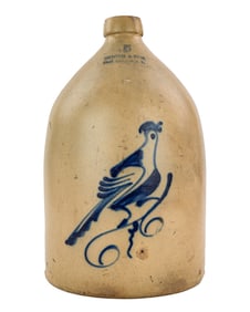 Satterlee & Mory Fort Edward 5 Gallon Bird Decorated Crock