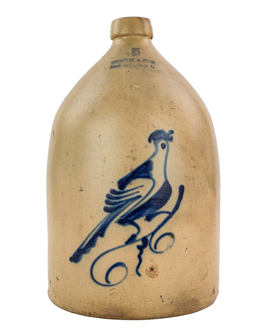 Satterlee & Mory Fort Edward 5 Gallon Bird Decorated Crock (1 of 9)