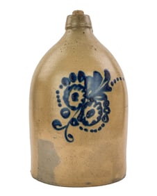 Adam Caire, Poughkeepsie, NY 3 Gallon Blue Decorated Jug