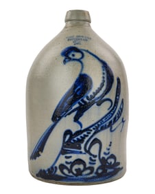 Fort Edward Pottery 2 Gallon Bird Decorated Jug