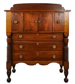 19th c Vermont Sheraton Half Sideboard