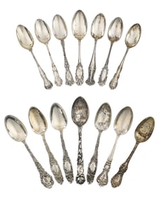 14 Late Victorian Sterling Silver Teaspoons