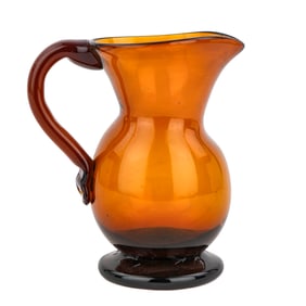 18th c Blown Amber Pitcher