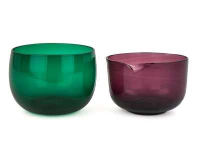 2 Early 19th c Blown Glass Bowls