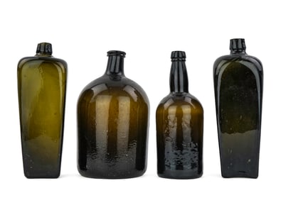 4 Olive Green Bottles