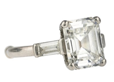 4.14 CT Emerald Cut Diamond & Platinum Ring