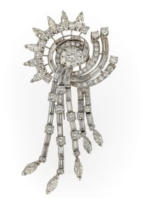 8.5 CT Art Deco Platinum & Diamond Brooch
