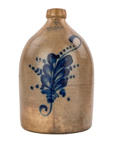 Fort Edward Pottery Co Blue Decorated Jug