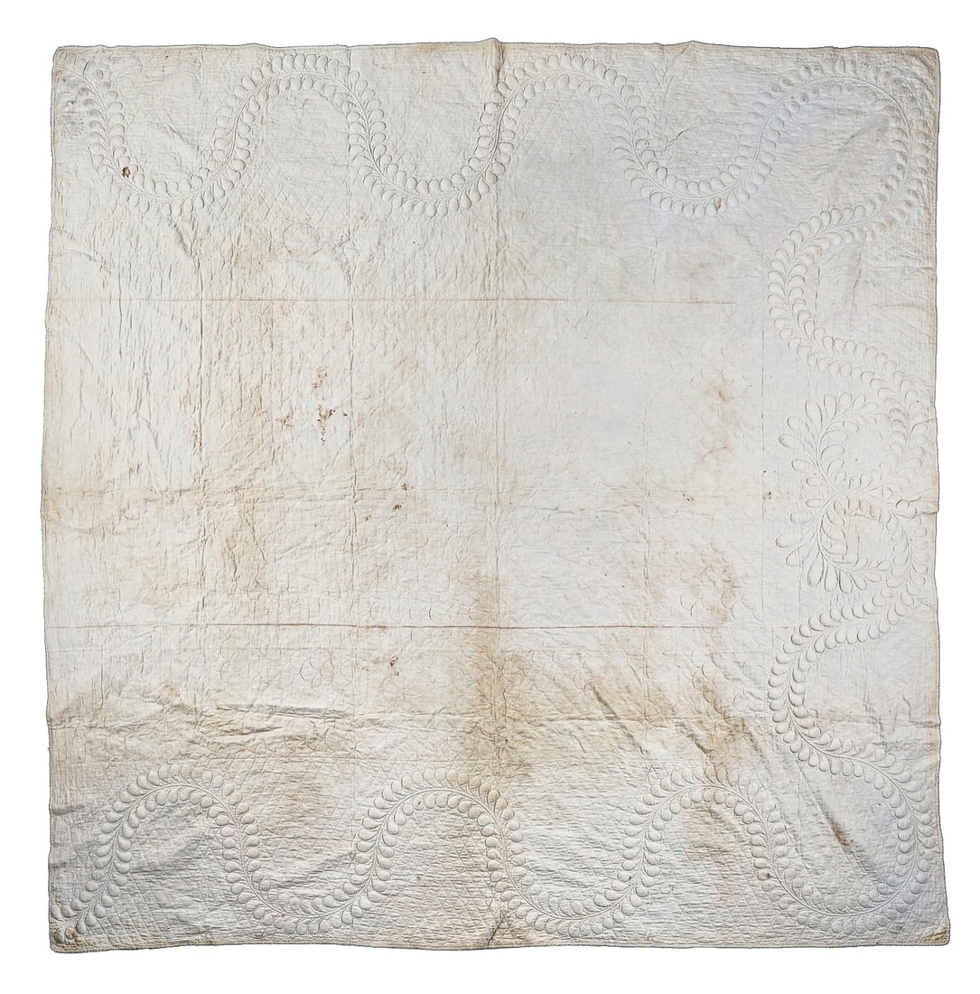 Vermont Early 19th c Whitework Trapunto Stuffed Work Quilt (1 of 4)