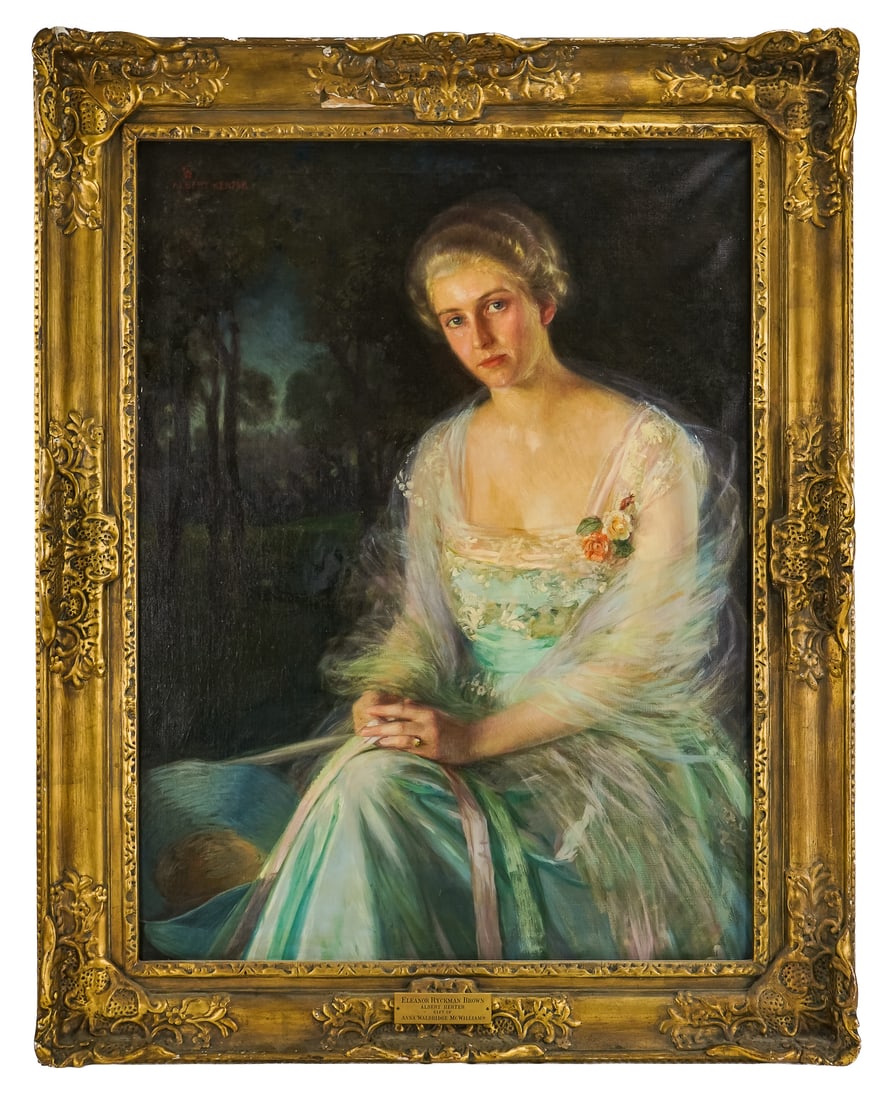 Albert Herter (NY 1871-1950) Eleanor Ryckman Brown: Albert Herter (New York 1871-1950) Portrait of Eleanor Ryckman Brown- oil on canvas signed upper left - 40 x 30" 49 x 39" as framed. Herter was born in 1871 in New York City, the son of Christian Augu