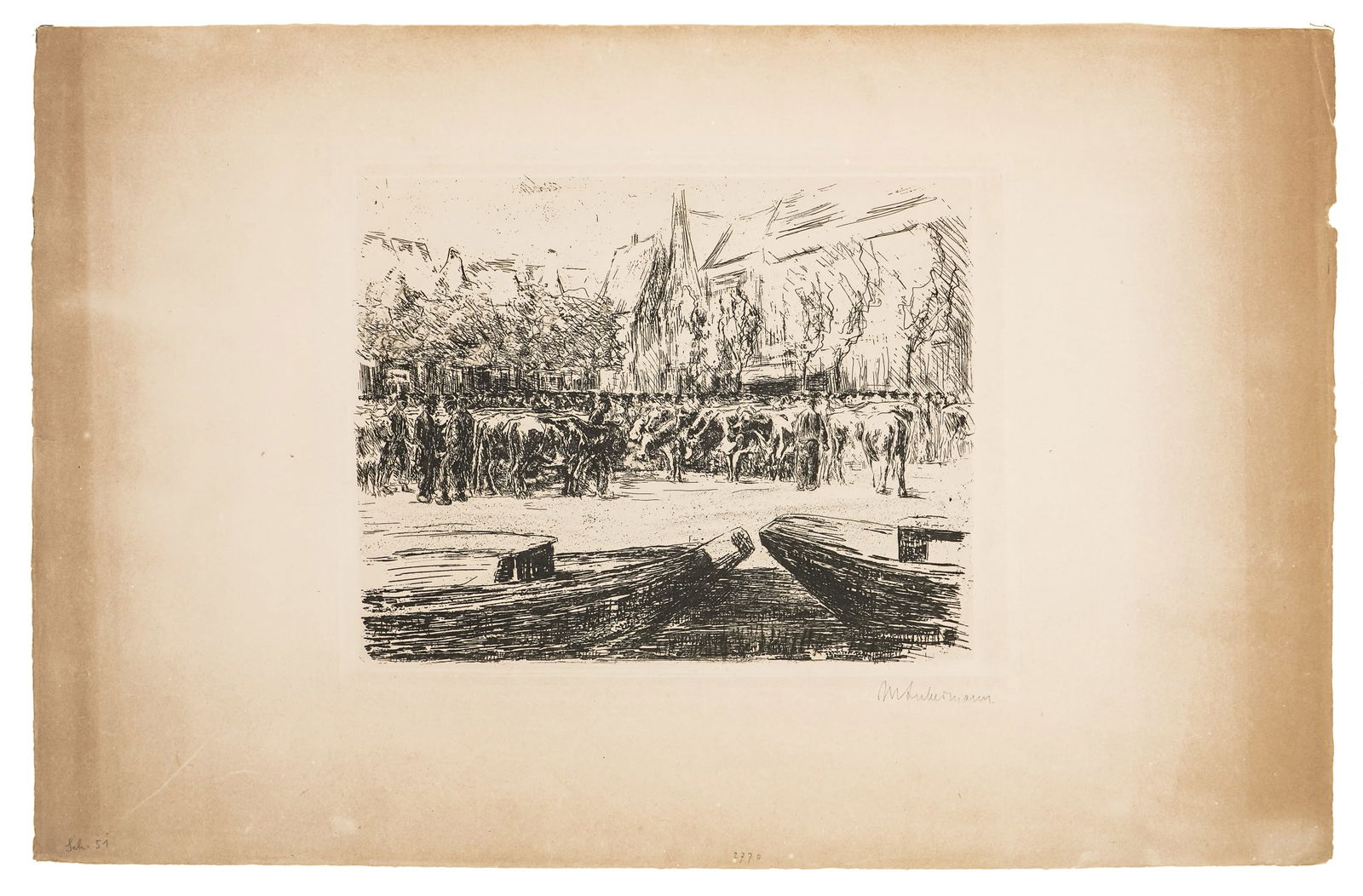 Max Liebermann (DE 1846-1935) Rindermarkt in Leiden (1 of 4)