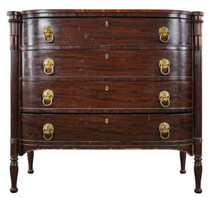 19th c Sheraton Mahogany bow front chest