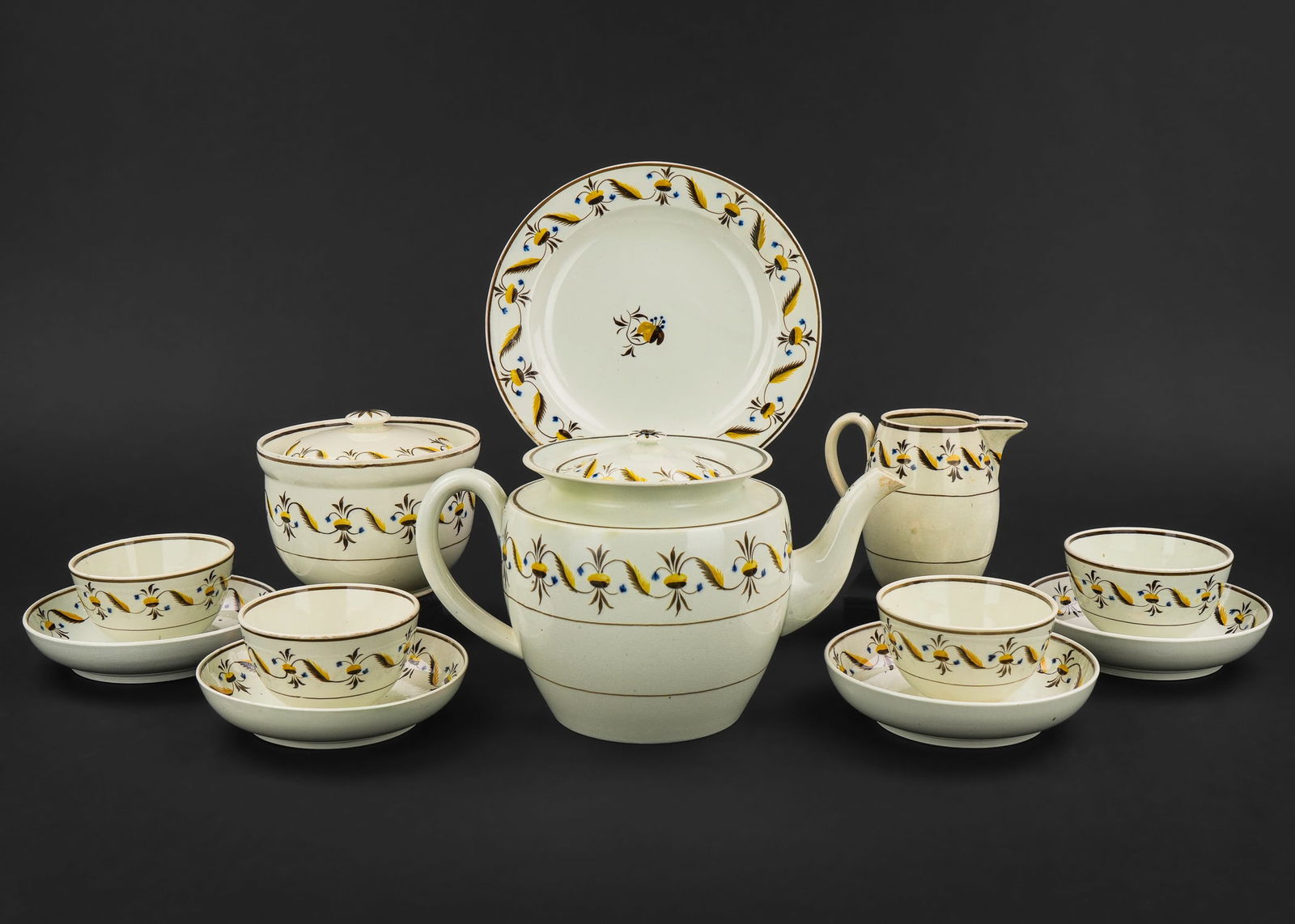 ca. 1815 John Rogers Pearlware 12 pc. Tea Set (1 of 1)