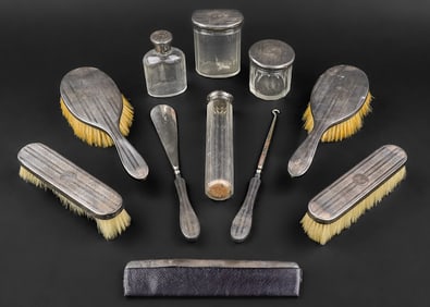 1925 London Sterling Silver 11 pc. Vanity Set
