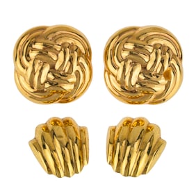 2 Pair 14k Yellow Gold Earrings