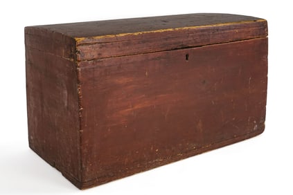 19th c Domed Top Box in Red Paint