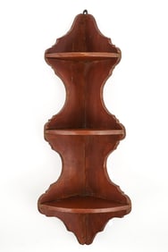 Folky 19th c Corner Shelf in Old Red Paint