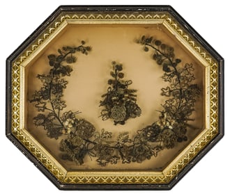 Late 19th c Hair Wreath Memorial