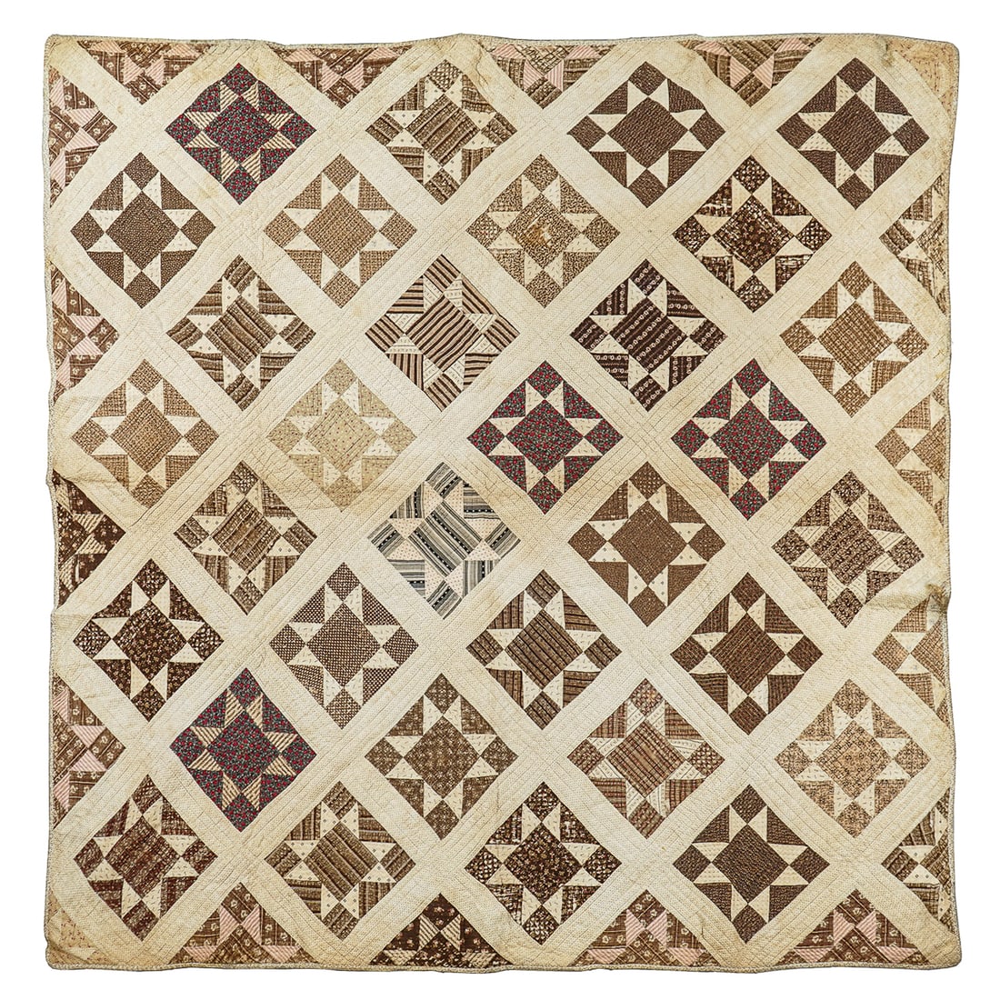 19th c Signed Geometric Pieced Quilt (1 of 4)