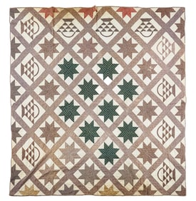 19th c Geometric Pieced Quilt